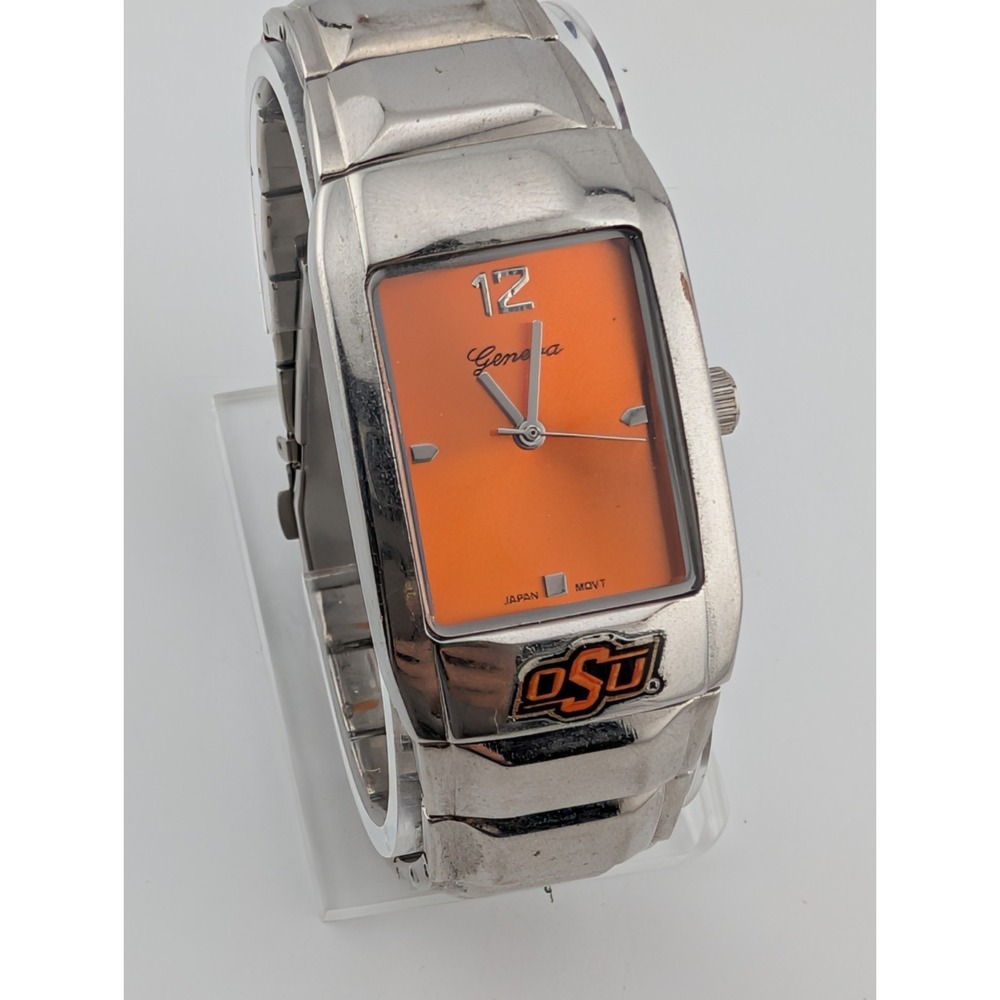 Geneva Men's Oklahoma State Watch 27mm Case 8" Band- New Battery